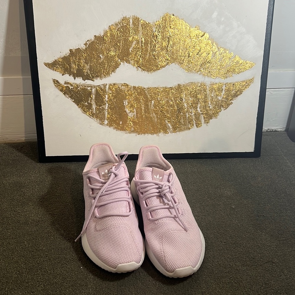 Lavender knit adidas’s ortholite sneakers